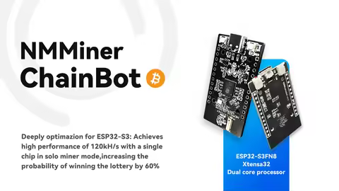 NMMiner Official new Nerdminer v2 deeply optimized 256KH/s*4=1MH/s ESP32-S3 Mini BTC Solo Lottery Lu