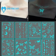 White Glow-in-the-dark Tattoo Stickers Blue Light Collarbone Luminous K9r0 A3g0 Stickers D0o2