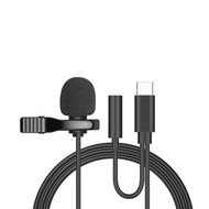 USB Mini Lavalier Microphone Type C Metal Clip Lapel Mic 3.5mm Condenser Microphone For PC Laptop Mo