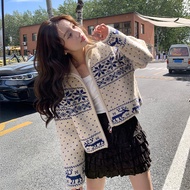 Slovy Snowflake Zip-Up Knit Cardigan