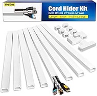 YesBes 116in Cord Hider Kit, Cord Covers for Wires on Wall, Paintable Cable Raceway, Cord Hider for