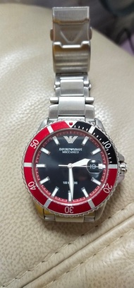 Emporio Armani 機械錶 紅黑圈