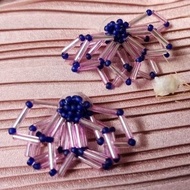 Beads earring cute Half flower statement