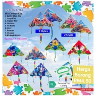 ✍FREE KITE LINE (S) 95cm MIX CARTOON KITES LAYANG-LAYANG Flying Kite Outdoor Games (READY STOCK)✻