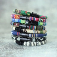 Fashion Mens Bracelet Bohemian Fabric Braslet Black Magnet Buckle Rope Braclet Leisure Accessories F