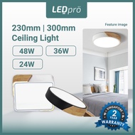 LED PRO Ceiling Lights 230/300MM 24W/36W/48W Tri-tone Wood With Black/White Casing Modern Ceiling Light Nordic