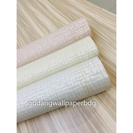 Korean Large Roll Wall Paper 1mx15m Abstract Canvas Stripes Pink Cream Grey Embossed