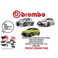 (NAO CERAMIC) 100% TOYOTA BREMBO VIOS NCP93 NCP150 G S YARIS YEAR 2019 FRONT BRAKE PAD P83101