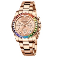 BIDEN Women's Fashion Diamond Business Watch Multifunctional Quartz Waterproof Watch dvr