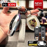 【Mr.Key】Martini Painting Key Case For Porsche 911 Boxster Cayenne Panamera Macan Modified Key