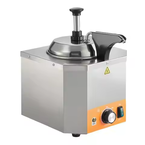 Electric Cheese Dispenser with Pump, 2.4L Commercial Hot Fudge Warmer, Stainless Steel Heated Pump D