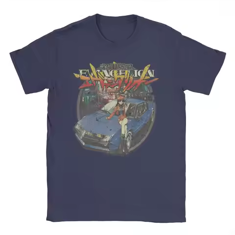 Anime Japanese 90s Katsuragi Misato T-Shirts Men Women Evangelion Fashion Pure Cotton Tee Shirt Shor