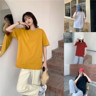【Plus Size】(40-150kg) Summer Short Sleeve Bottom Tops Plus Size T Shirt Plain Simple Long Cutting Ov