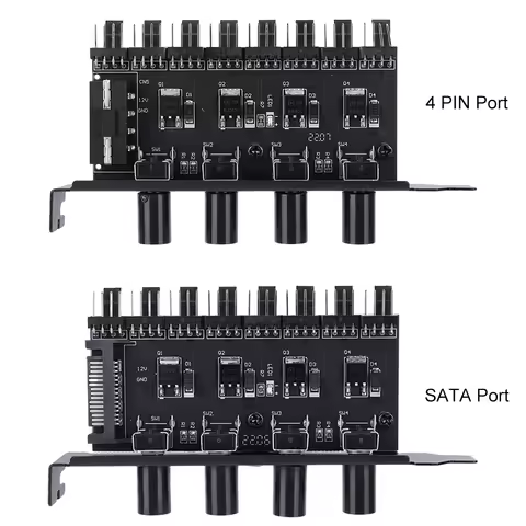 PC Chassis Fan Hub SATA/4 Pin Adapter 8 Channel PWM Hub Cooling Fan Speed Controller 4 Knob PC Case 