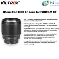 Viltrox AF 85mm f1.8 II Mark II Auto Focus Lens for Sony FE / FUJIFILM XF / NIKON Z AF85MM