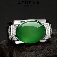 Perhiasan Athena925 Cincin Oval Asli Pria Perak Giok Vintage R142