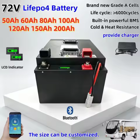 72V 50Ah 60AH 80AH 100AH 120AH 150Ah 200AH LifePo4 Lithium Battery, Golf Cart, Electric Vehicle+Char