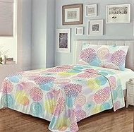 3 Pieces Bedding Set Fitted Sheet Duvet Cover and Pillowcase Thin and Fresh Leaves for Spring Summer