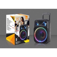 Gz-W1315 Trolley  Karaoke Speake15 inch Trolley Subwoofer Professional outdoor Audio with Wireless Mic PA Speaker