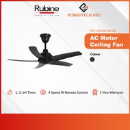 Rubine Ceiling Fan with AC Powerful Motor Strong Wind 4 Speed  (RCF-ARIA42-5B-MB) - Available in 42 Inch