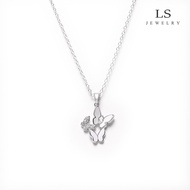 LS สุภาพสตรีแฟชั่นสองสร้อยคอผีเสื้อสร้อยคอเงิน n2724