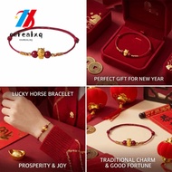 OUREAPH Lucky Horse Bracelet, 999 Sliver Gold Color Horse Beaded Bracelet, Trendy Elegant Design Goo