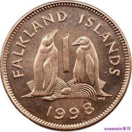 悅享購✨滿300出貨全新福克蘭群島1便士硬幣 1998年版 20.32mm KM#2a
