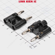 [2 Pieces]- 4mm Double Male Banana Head 40mm Long Linhkien IC Black Wire Connector