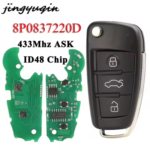Jingyuqin 3BTN 8P0837220D Remote Car Key ID46 PCF7952 433Mhz ASK For Audi A1 A3 TT S1 S3 Q3 2005+ Fl