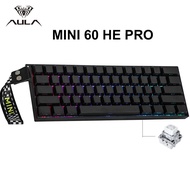 AULA MINI60HE Pro Switch Gaming Keyboard 60% Tri-Mode Wireless Keyboard Bluetooth 2.4G Wired RGB Bac