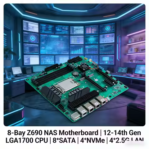 NAS Motherboard Slot 8xSATA 4*M.2 NVME SSD LGA1700 12th/13th/14th Gen Desktop Processor Mini Pc ITX