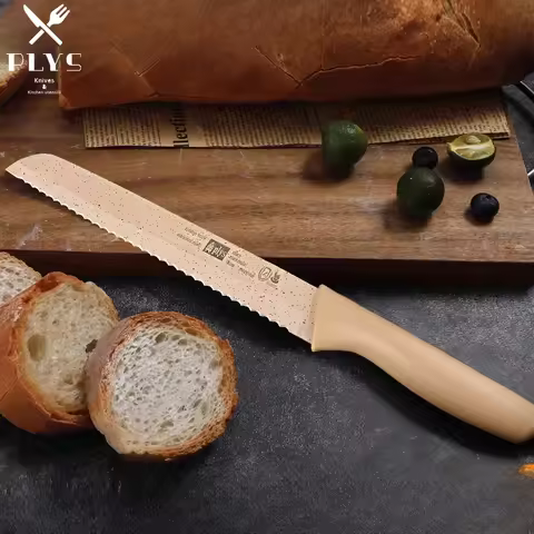 PLYS Bread Knife Stainless Steel Serrated Cut Sandwiches Special Knife Cake Slicing Without Crumbs B