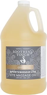 Soothing Touch Sports Massage Lite Oil, 1 Gallon, Deep Penetration, Quick Absorption, Peppermint, Eucalyptus, Clove, Relieve Tension and Muscle Pain, Leaves No Residue, Soft, Moisturized Skin