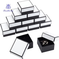 16pcs Paper box Snap Cover with Sponge Mat Jewelry box Square White 7.7x7.7x3.6cm