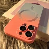 Two Colors Gradient Matte Magnetic Phone Case For iPhone 14 15 Pro Max 11 12 13 Pro Max 14 15 Plus Fashion Candy Color Magsafe Cover Silicone Soft Cases Built-in Full Coverage Camera Glass Lens Protection Casing
