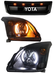 Đèn Xe Toyota Land Cruiser Prado LC120 Cổ Điển Lắp Ráp Đèn Lồi Cho Xe Toyota Prado 2700 4000 Black S
