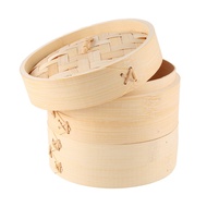 3 Piece Set - Bamboo Steamer Basket - Dumpling & Bun Steamer - Great for Cooking Buns Dim Sum Vegeta