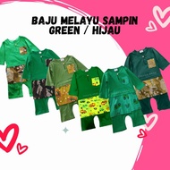 (READY STOCK) RAYA 2022 Baju Melayu Samping Baby Newborn HIJAU/ BAJU MELAYU SAMPIN NEWBORN EMERALD G