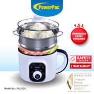 PowerPac Steamboat Multi Cooker 1.5L Non-stick cooker with Food Steamer (PPJ2020)