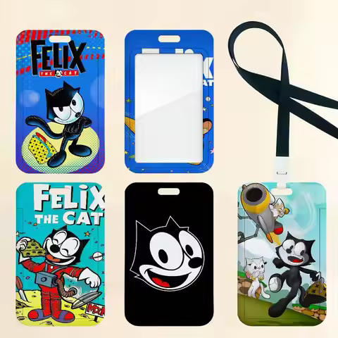 F-Felix Cartoon Cat Card Holder Cardcase Bank Credit Student ID Subway Work Permit Badge Holder Door