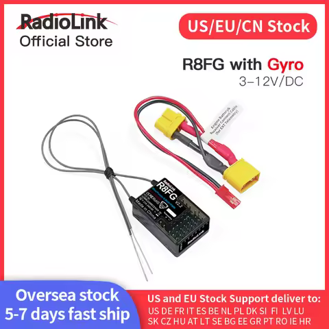 Radiolink R8FG 8 Channle 2.4G Gyro RC Receiver Voltage Return 600 Meters Long Range RX for Car Boat 