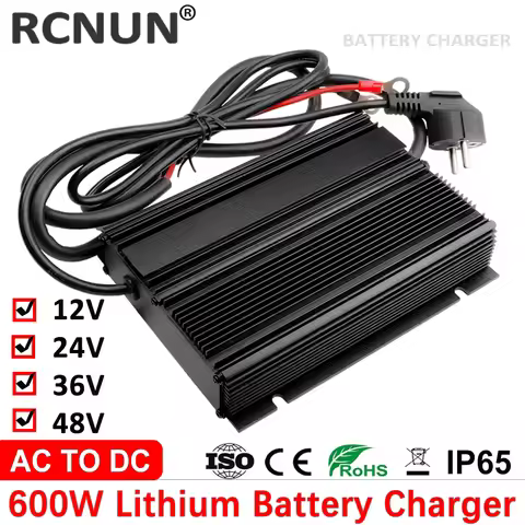 RCNUN Waterproof AC90-265V to DC 14.6V 29.2V 43.8V 58.4V 600W Lifepo4 Lithium Battery Charger for 12