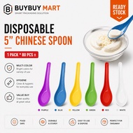 Disposable 5" Spoon Multi Color 80pc± Party Spoon Soup Spoon Disposable Party Spoon Sudu Plastik Dis