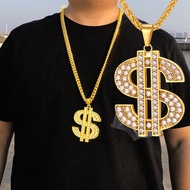 Hip Hop Nightclub Exaggerated Gold Chain Dollar Sign Golden Necklace Men And Women Trend Personality