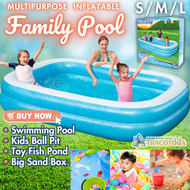 TCD | Bestway Inflatable Family Pool - Big Rectangle Kids Swimming Pools | Size: Small 6ft Medium 8ft Large 10ft | Durable Heavy Duty Thickened PVC | Multipurpose: Sand Box, Ball Pit, Toy Fish Pond, Pet Bath | Portable: Indoor Outdoor (Pump Not Included)