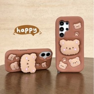 Cartoon Brown Bear Case Samsung Galaxy S26 Ultra S25 Ultra S24 Ultra S24FE S23 Ultra S23 FE A26 A15 