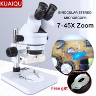 【Ready Stock】Binocular Microscope 7-45X Zoom Stereo Microscope Phone Motherboard Soldering Repair To