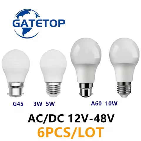 6pcs/lot DC/AC 12V-48V LED Bulb E27 B22 Lamps 3W 5W 10W Bombilla For Solar Led Light Bulbs 12 Volts 