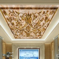 wallpaper 3d custom plafon batik klasik bunga emas (21plf-012)