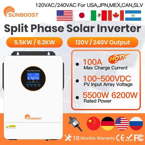 Sunboost Split Phase Inverter 3.6KW 5.5KW 6.2KW 8KW 10KW 12KW Single Phase Hybrid Solar Inverter3KW 